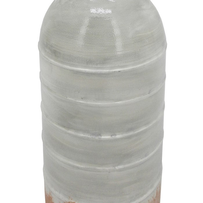 15 Inch Metal Milk Jar Design Accent Decor with Rimmed Opening, Gray