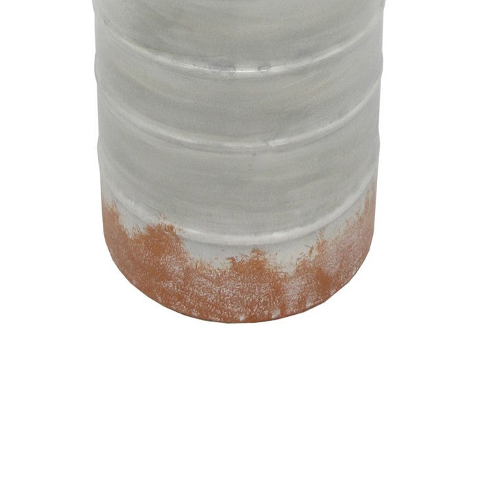 15 Inch Metal Milk Jar Design Accent Decor with Rimmed Opening, Gray