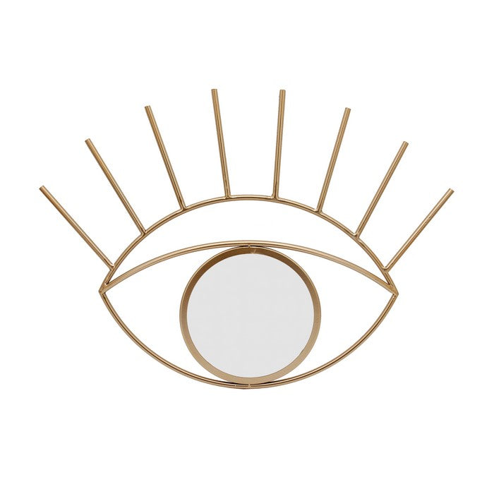 Contemporary Eye Design Metal Wall Decor with Round Mirror,Gold and Silver