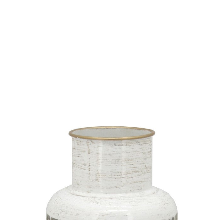 16 Inch Milk Jar Design Accent Decor with Tapered Bottom Base, Gray