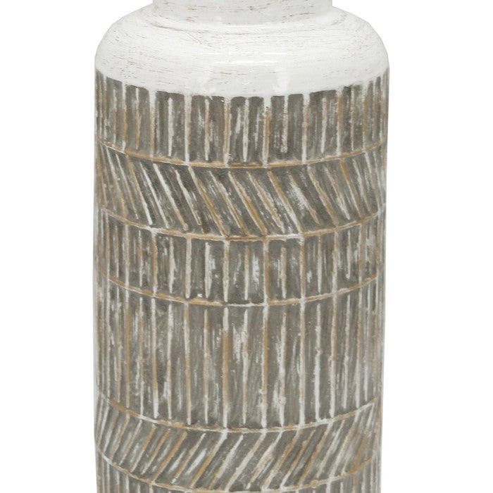 16 Inch Milk Jar Design Accent Decor with Tapered Bottom Base, Gray