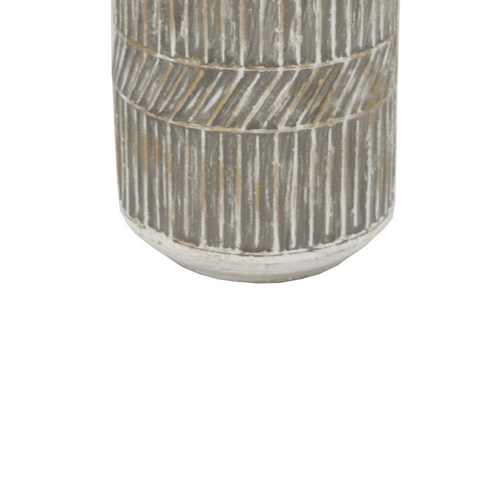 16 Inch Milk Jar Design Accent Decor with Tapered Bottom Base, Gray