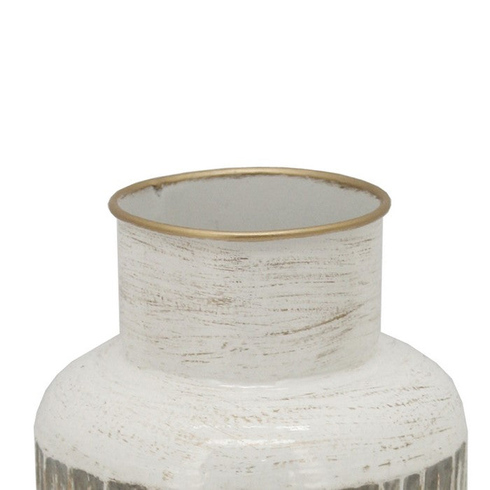 10 Inch Milk Jar Design Accent Decor with Tapered Bottom Base, Gray