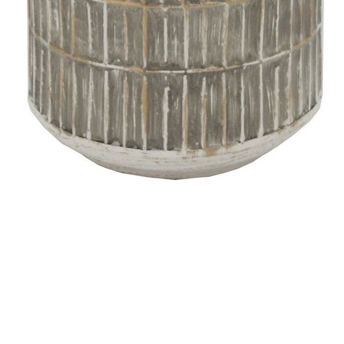 10 Inch Milk Jar Design Accent Decor with Tapered Bottom Base, Gray