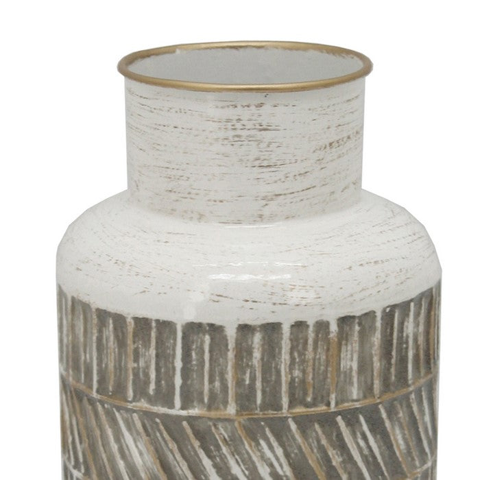 12 Inch Milk Jar Design Accent Decor with Tapered Bottom Base, Gray