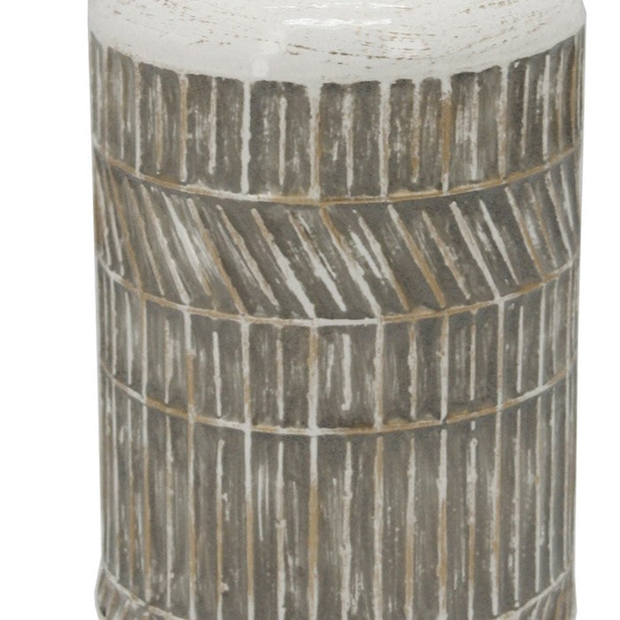 12 Inch Milk Jar Design Accent Decor with Tapered Bottom Base, Gray