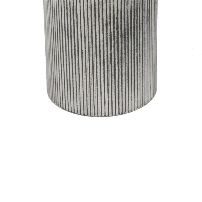 Metal Milk Jar Design Accent Decor with Flared Opening and Banded Top, Gray