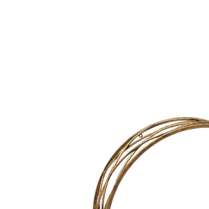 Round Metal Frame Wall Shelf with Wooden Top, Set of 3, Gold and White