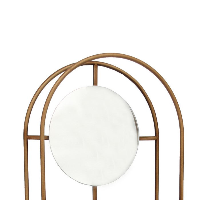 Obround Shape Metal Wall Shelf with 3 Display Space, Brown and Silver