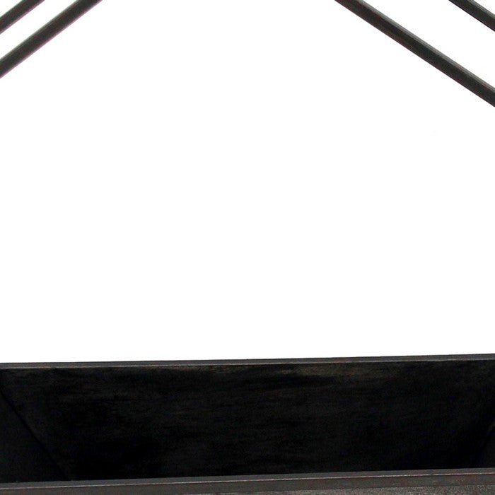 Heptagonal Metal Wall Planter with Wooden Case, Set of 2, Gray and Black