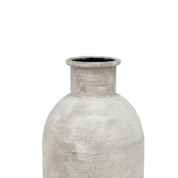 Metal Milk Jar Design Accent Decor with Rimmed Opening, Gray