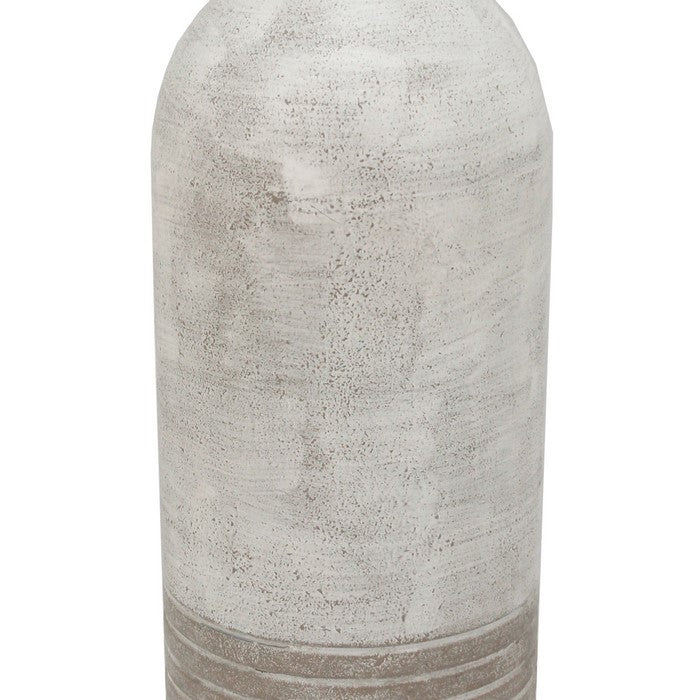 Metal Milk Jar Design Accent Decor with Rimmed Opening, Gray