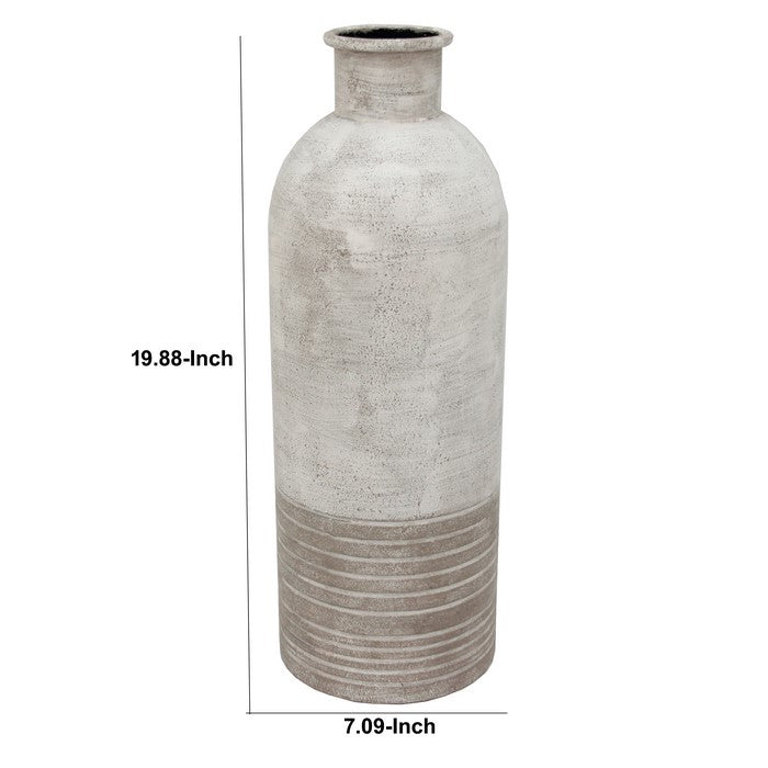 Metal Milk Jar Design Accent Decor with Rimmed Opening, Gray