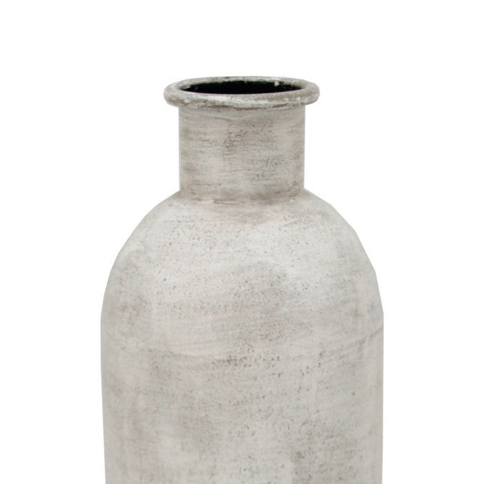 18 Inch Metal Milk Jar Design Accent Decor with Rimmed Opening, Gray