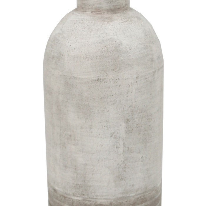 18 Inch Metal Milk Jar Design Accent Decor with Rimmed Opening, Gray
