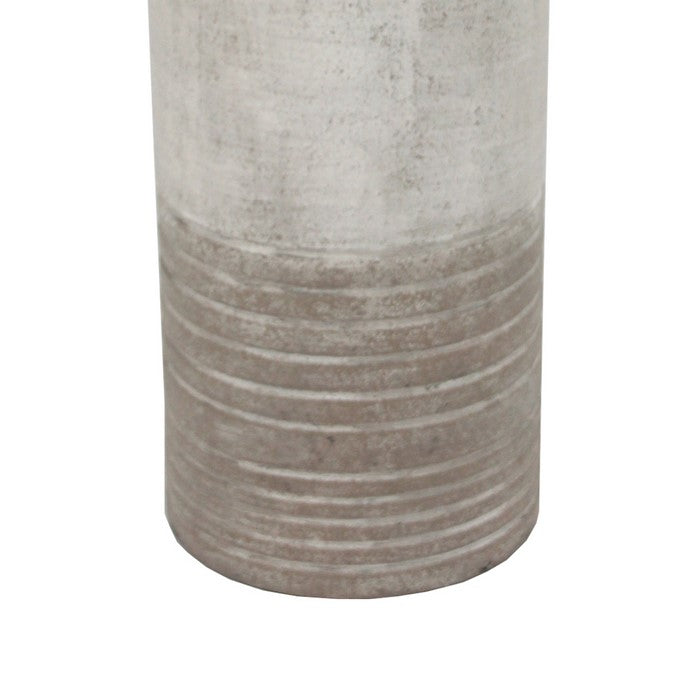 18 Inch Metal Milk Jar Design Accent Decor with Rimmed Opening, Gray