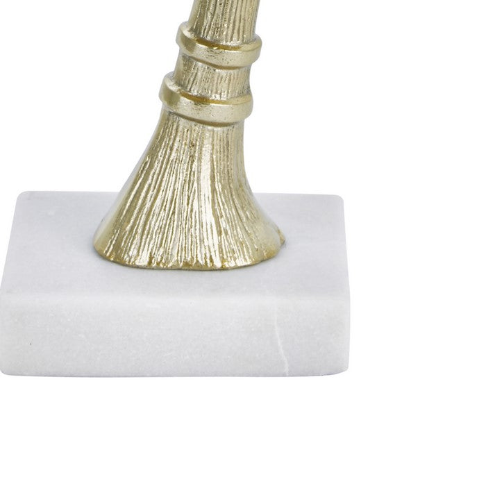 16 Inches Aluminum Frame Palm Tree Accent decor with Marble Base, Gold