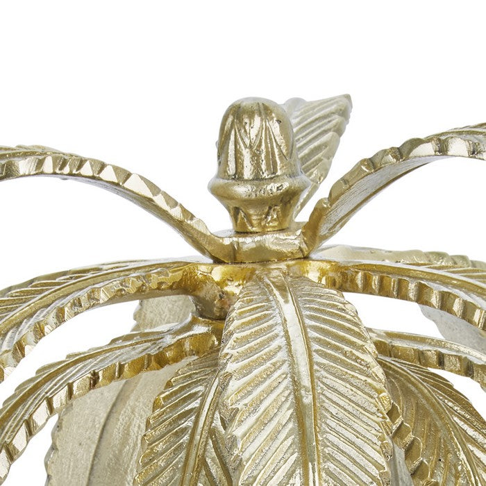 16 Inches Aluminum Frame Palm Tree Accent decor with Marble Base, Gold