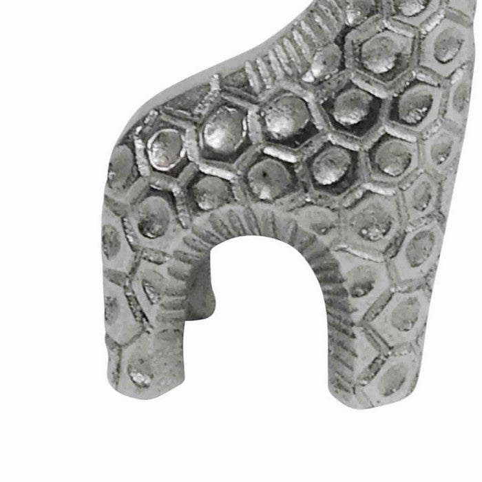 Contemporary Style Aluminum Decorative Giraffe Sculpture, Silver