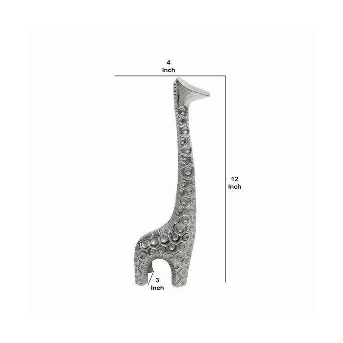 Contemporary Style Aluminum Decorative Giraffe Sculpture, Silver