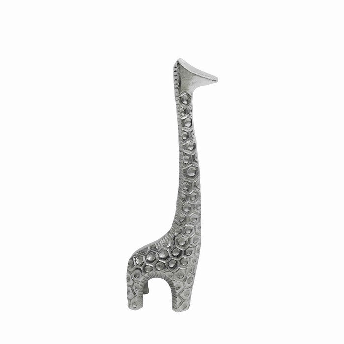 Contemporary Style Aluminum Decorative Giraffe Sculpture, Silver