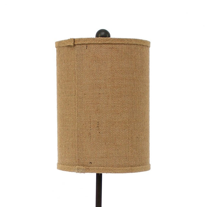 Metal Table Lamp with Cylindrical Drum Shade and Fleur De Lis Accent,Black