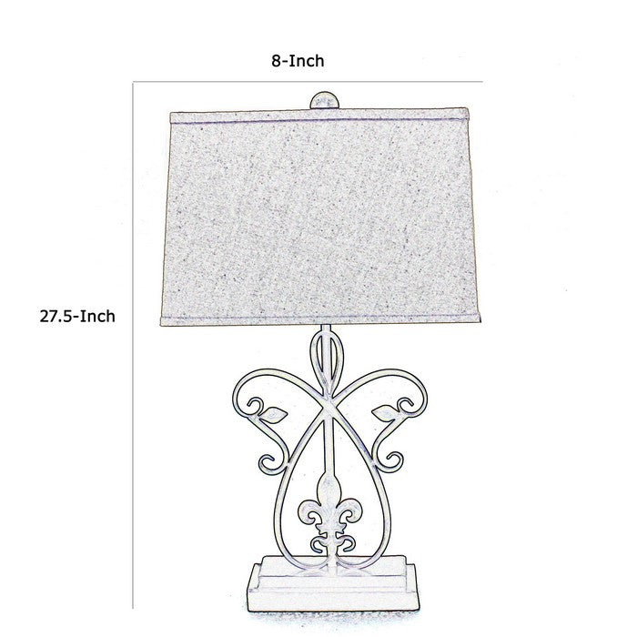 Scroll Design Metal Table Lamp with Rectangular Tier Base, Black