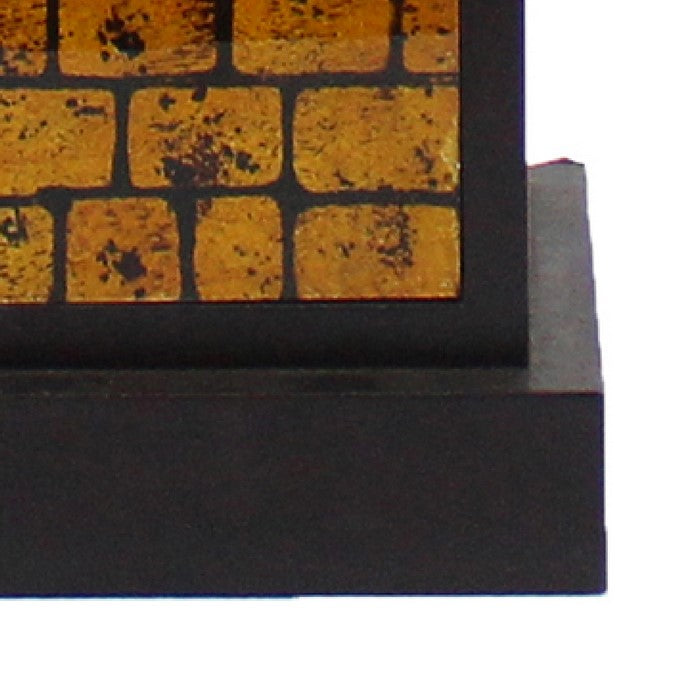 Rectangular Metal Frame Table Lamp with Brick Pattern, White and Orange