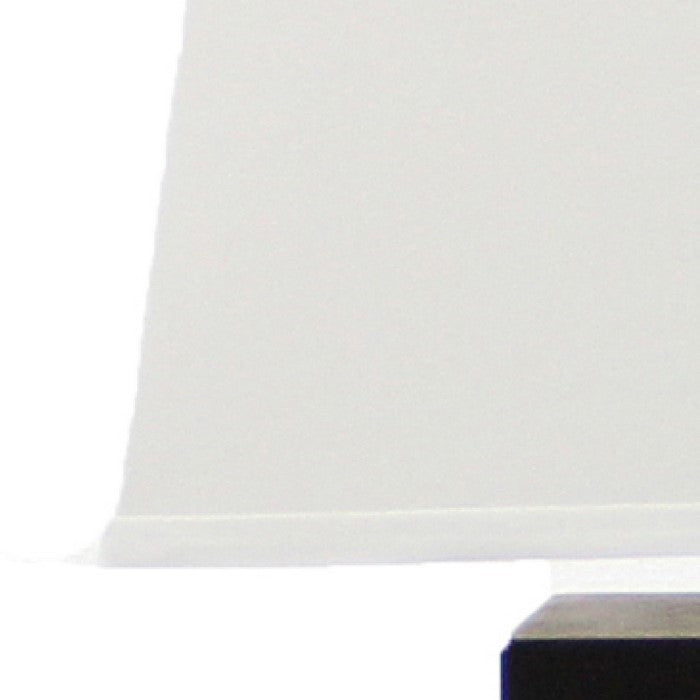 Rectangular Metal Frame Table Lamp with Brick Pattern, White and Orange
