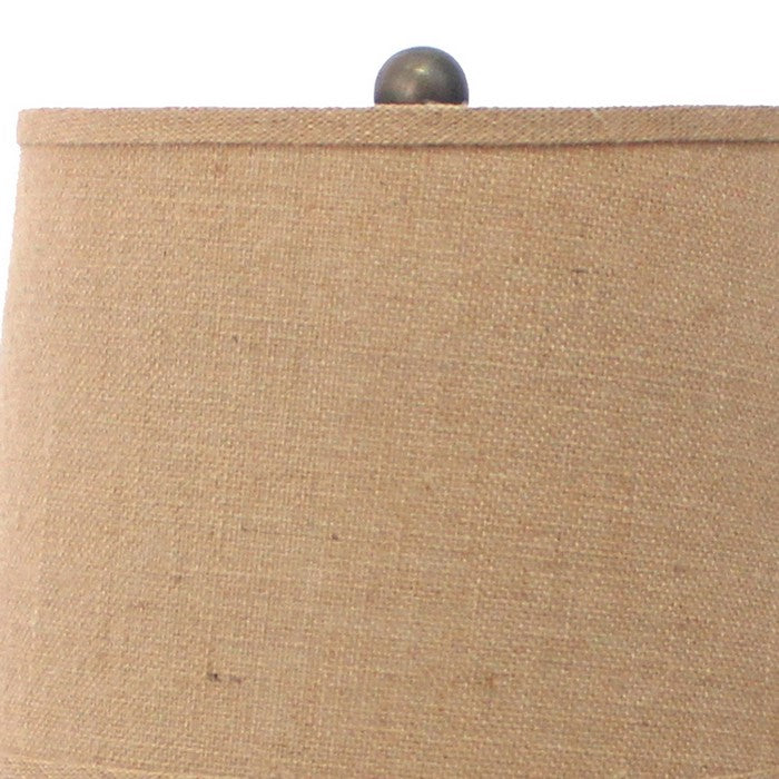 Metal Table Lamp with Scroll Design Base and 2 Way Switch,Bronze and Beige