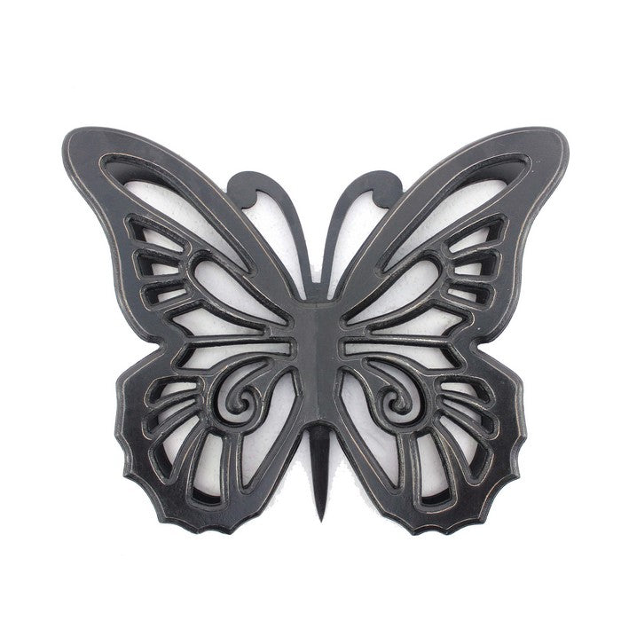 Wooden Butterfly Wall Plaque with Cutout Detail, Black