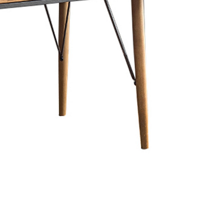 Geometric Metal and Wood Console Table with 3 Drawers, Gray and Brown