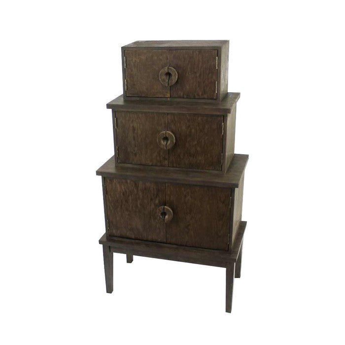 Transitional Storage Cabinet with 3 Drawers and Tapered Legs, Brown
