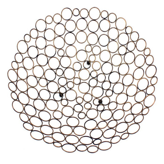 Decorative Metal Tray with Mesh Design and Ball Support,Gold and Black