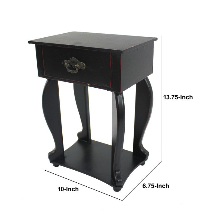 Table Top Organizer with 1 Drawer and 1 Bottom Shelf, Black