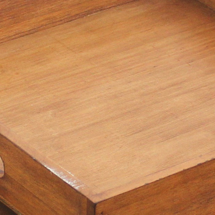Rectangular Wooden Serving Tray with Cut Out Handles, Set of 2, Brown