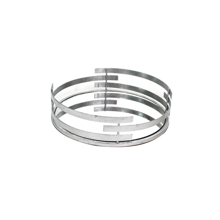 Round Metal Tray with Mirror Panel Inserts, Silver