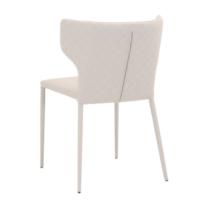 Diamond Stitched Fabric Upholstered Stacking Dining Chair, Set of 4, Gray