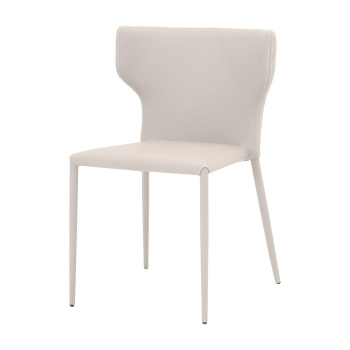 Diamond Stitched Fabric Upholstered Stacking Dining Chair, Set of 4, Gray