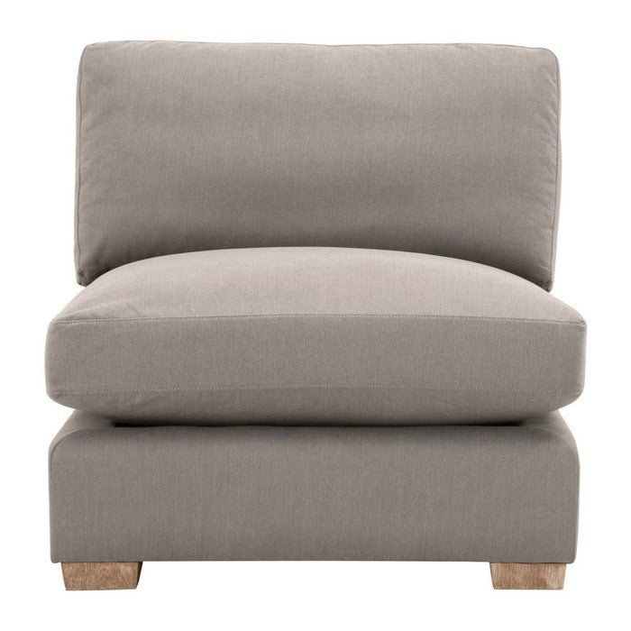 Fabric Upholstered Armless Sofa Chair with Tapered Block Legs, Gray
