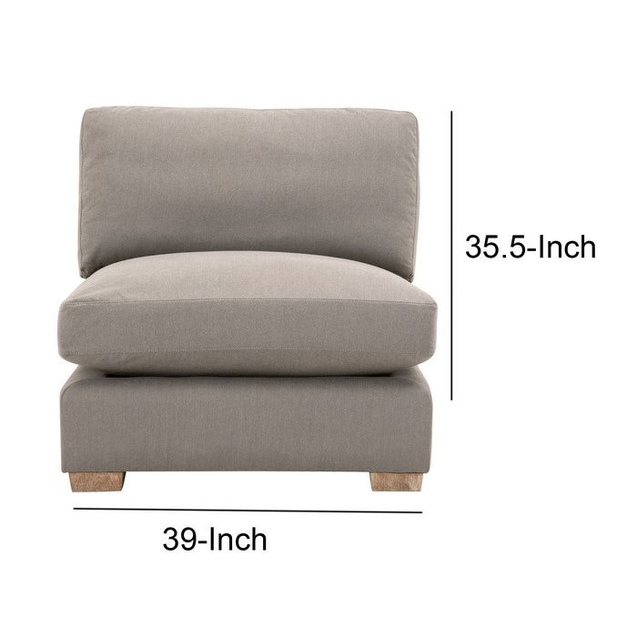 Fabric Upholstered Armless Sofa Chair with Tapered Block Legs, Gray