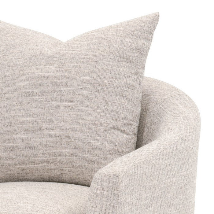 Skirted Fabric Upholstered Swivel Club Chair with Curved Backrest, Gray