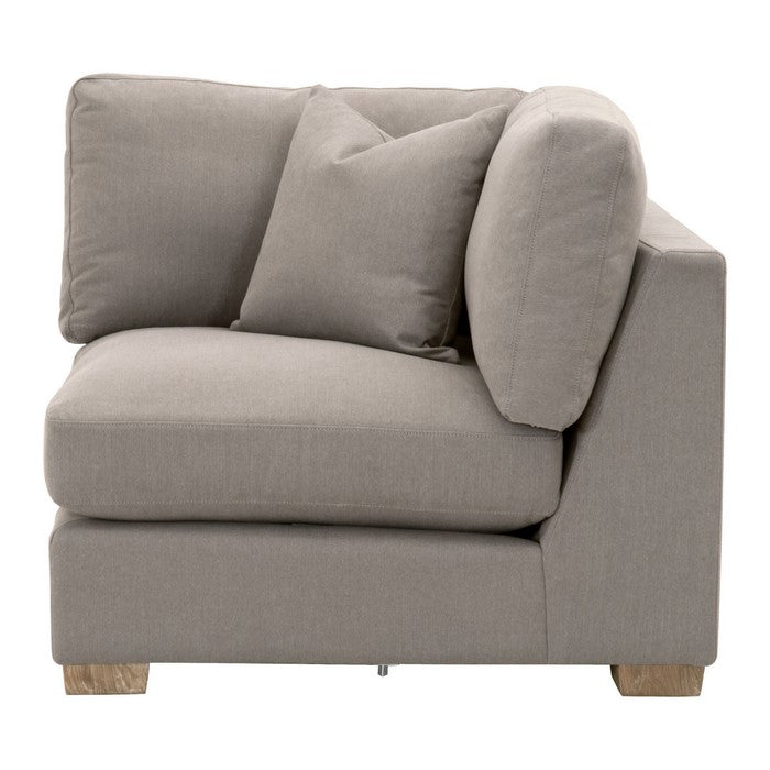Fabric Upholstered Corner Chair with Pillow Backrest and Block Legs, Gray