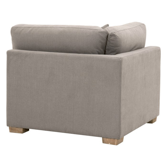 Fabric Upholstered Corner Chair with Pillow Backrest and Block Legs, Gray