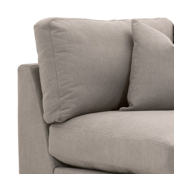 Fabric Upholstered Corner Chair with Pillow Backrest and Block Legs, Gray