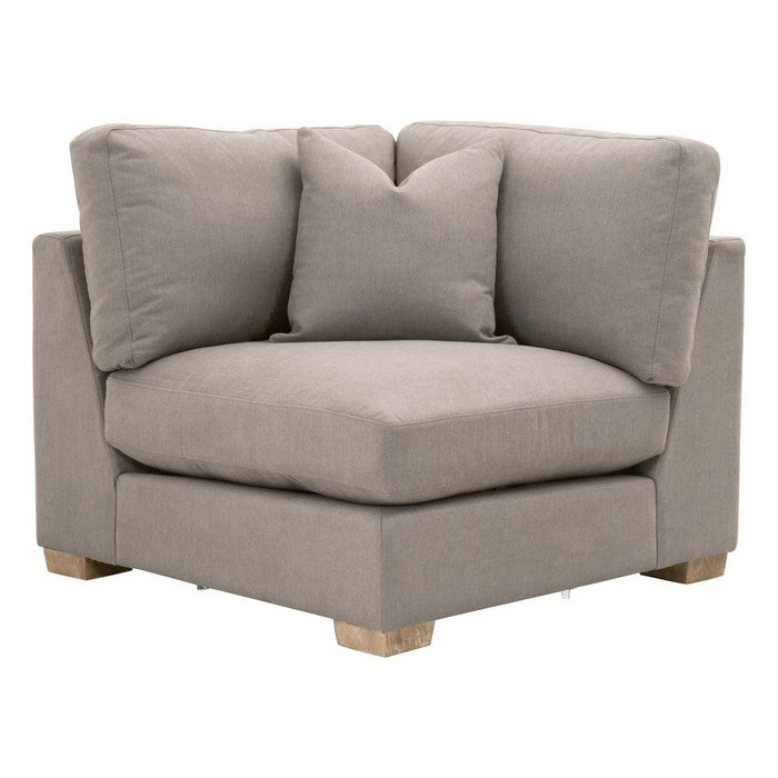 Fabric Upholstered Corner Chair with Pillow Backrest and Block Legs, Gray