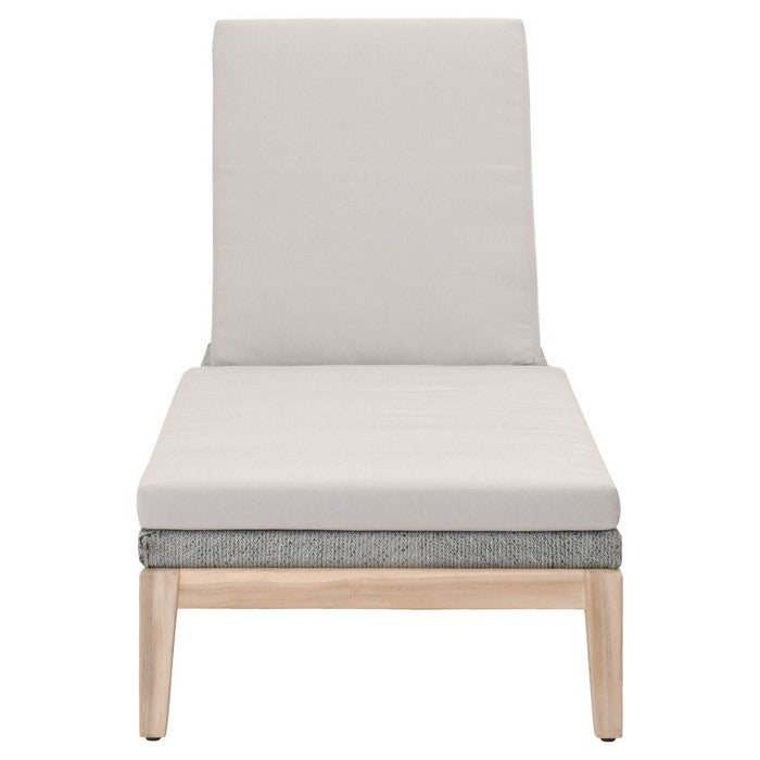 Fabric Upholstered Wooden Outdoor Chaise with Adjustable Backrest, Gray