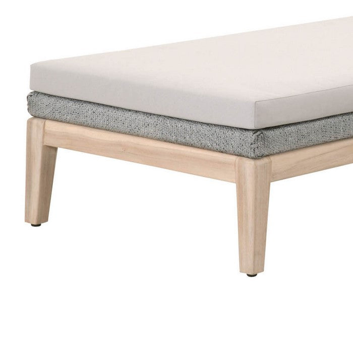 Fabric Upholstered Wooden Outdoor Chaise with Adjustable Backrest, Gray