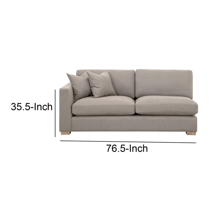 Fabric Upholstered Left Arm Facing Sofa with Block Legs, Gray