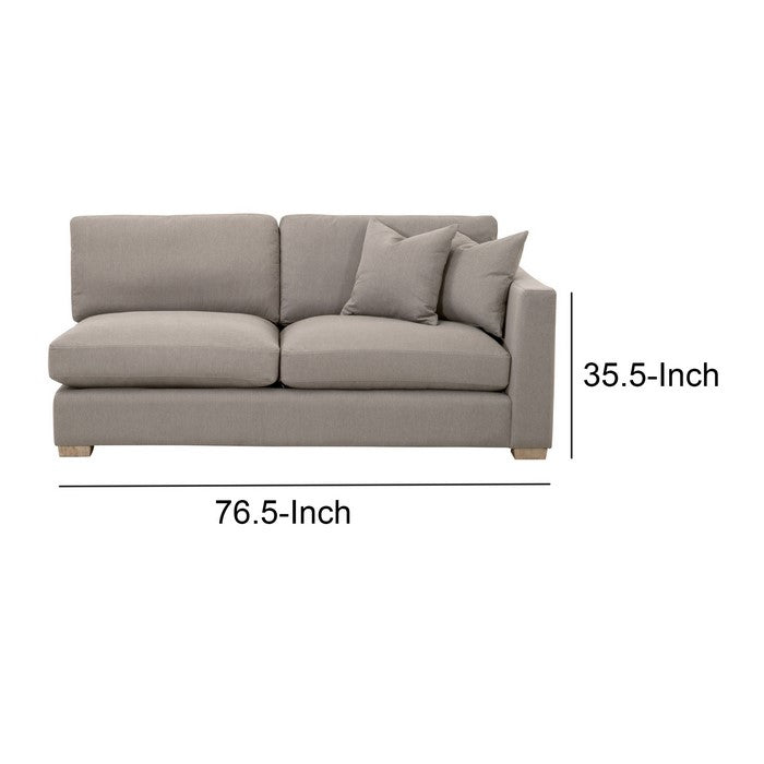 Fabric Upholstered Right Arm Facing Sofa with Block Legs, Gray